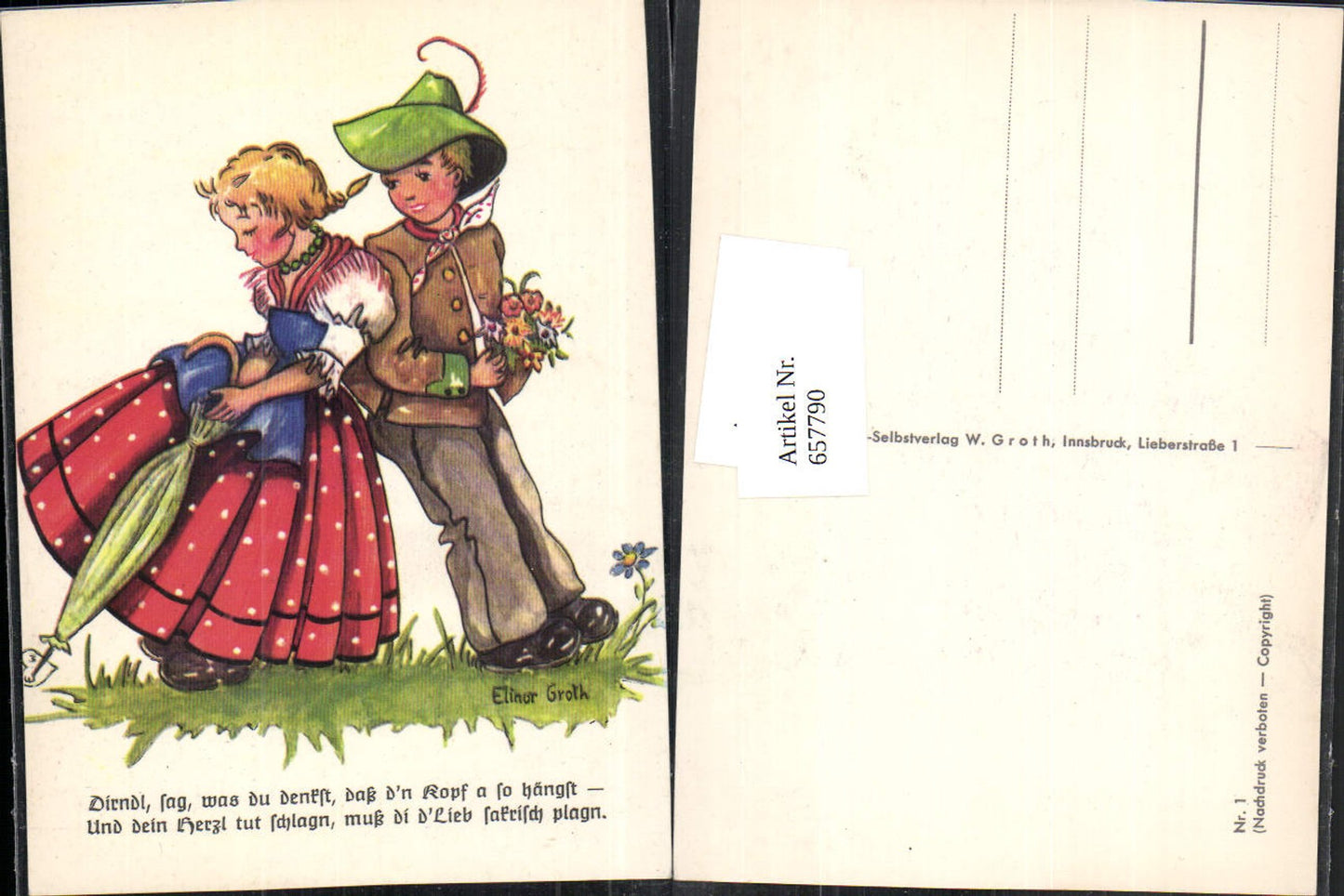 657790,Künstler AK Elinor Groth Nr. 1 Kinder Tracht