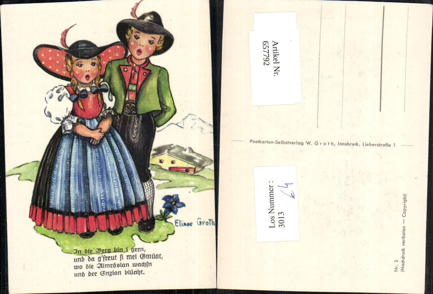 657792,Künstler AK Elinor Groth Nr. 3 Kinder Trach