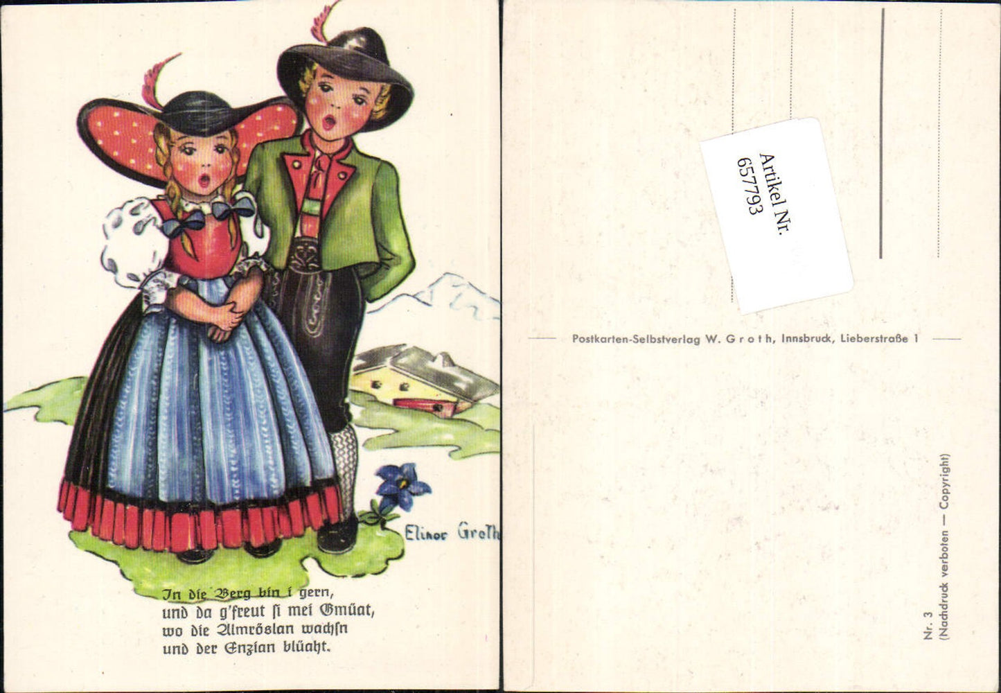 657793,Künstler AK Elinor Groth Nr. 3 Kinder Trach