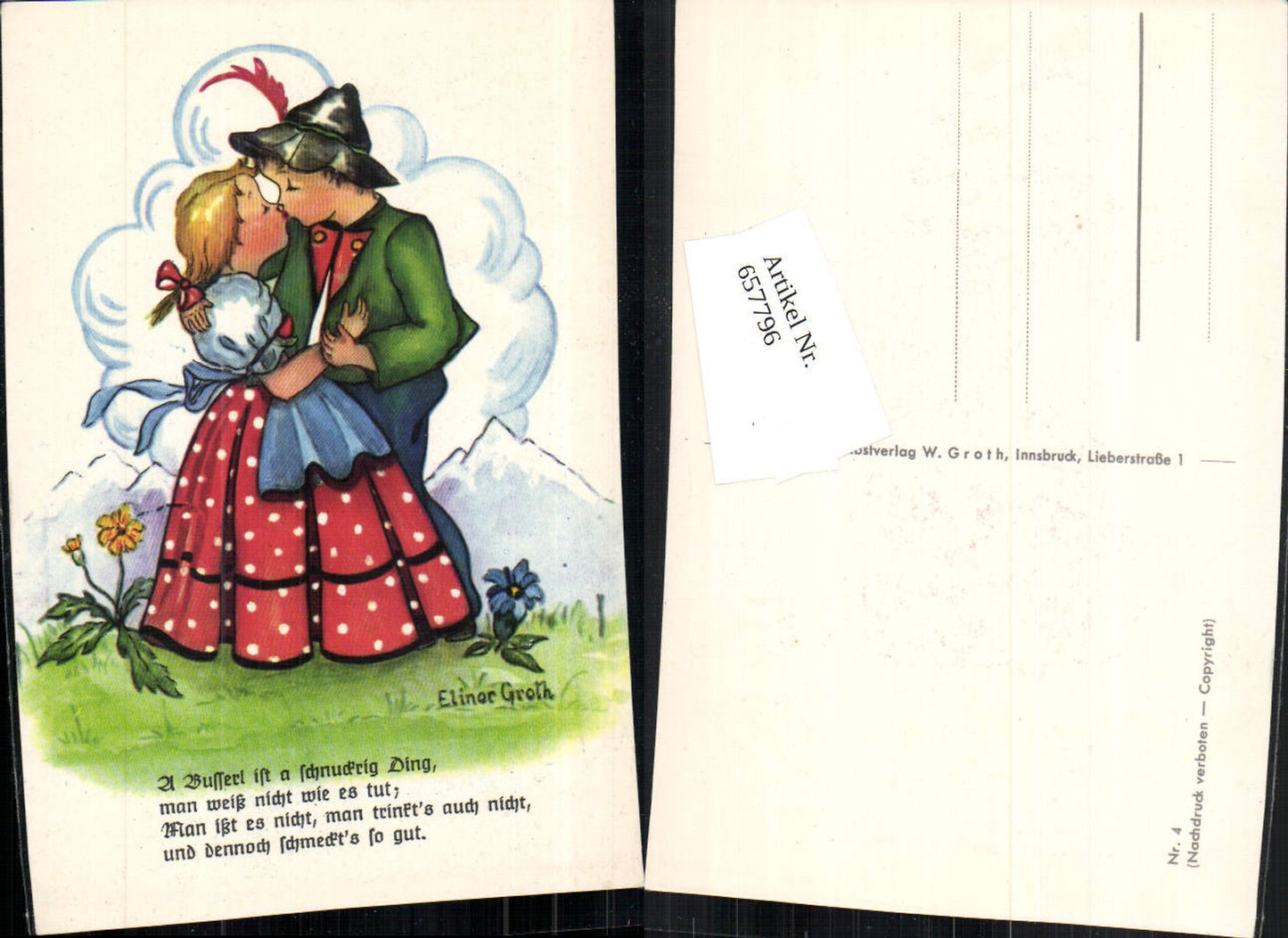 657796,Künstler AK Elinor Groth Nr. 4 Kinder Tracht