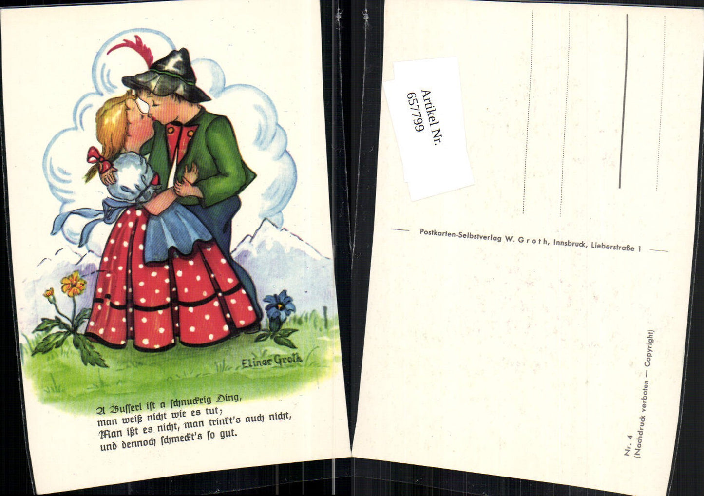 657799,Künstler AK Elinor Groth Nr. 4 Kinder Tracht