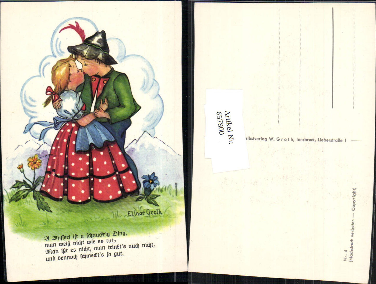 657800,Künstler AK Elinor Groth Nr. 4 Kinder Tracht