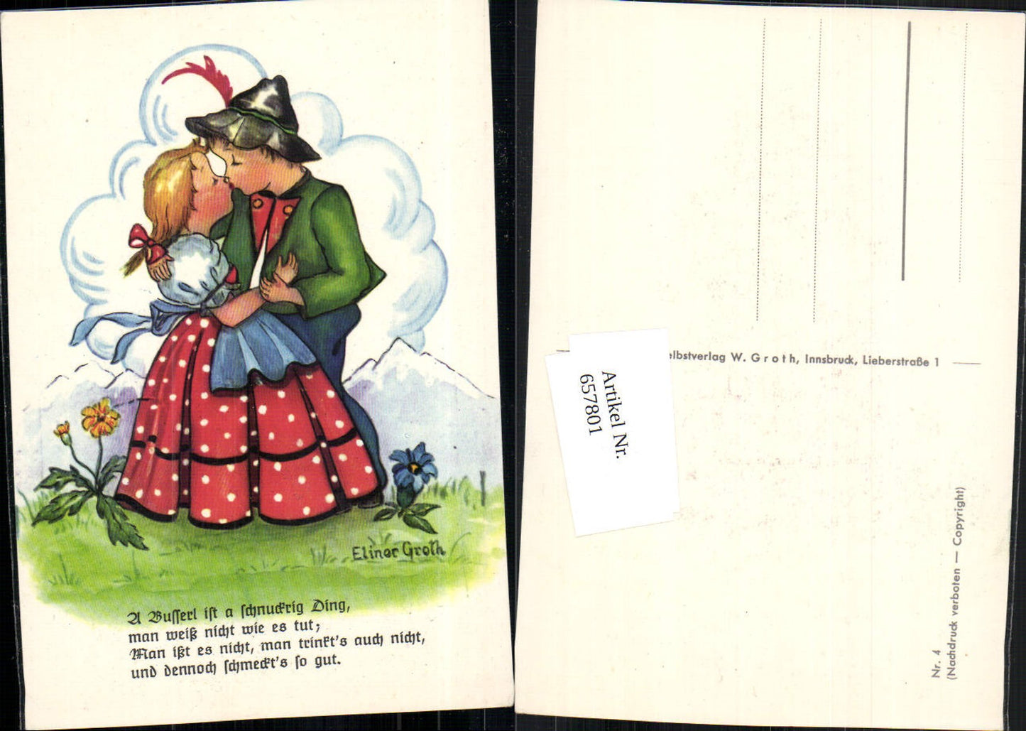 657801,Künstler AK Elinor Groth Nr. 4 Kinder Tracht