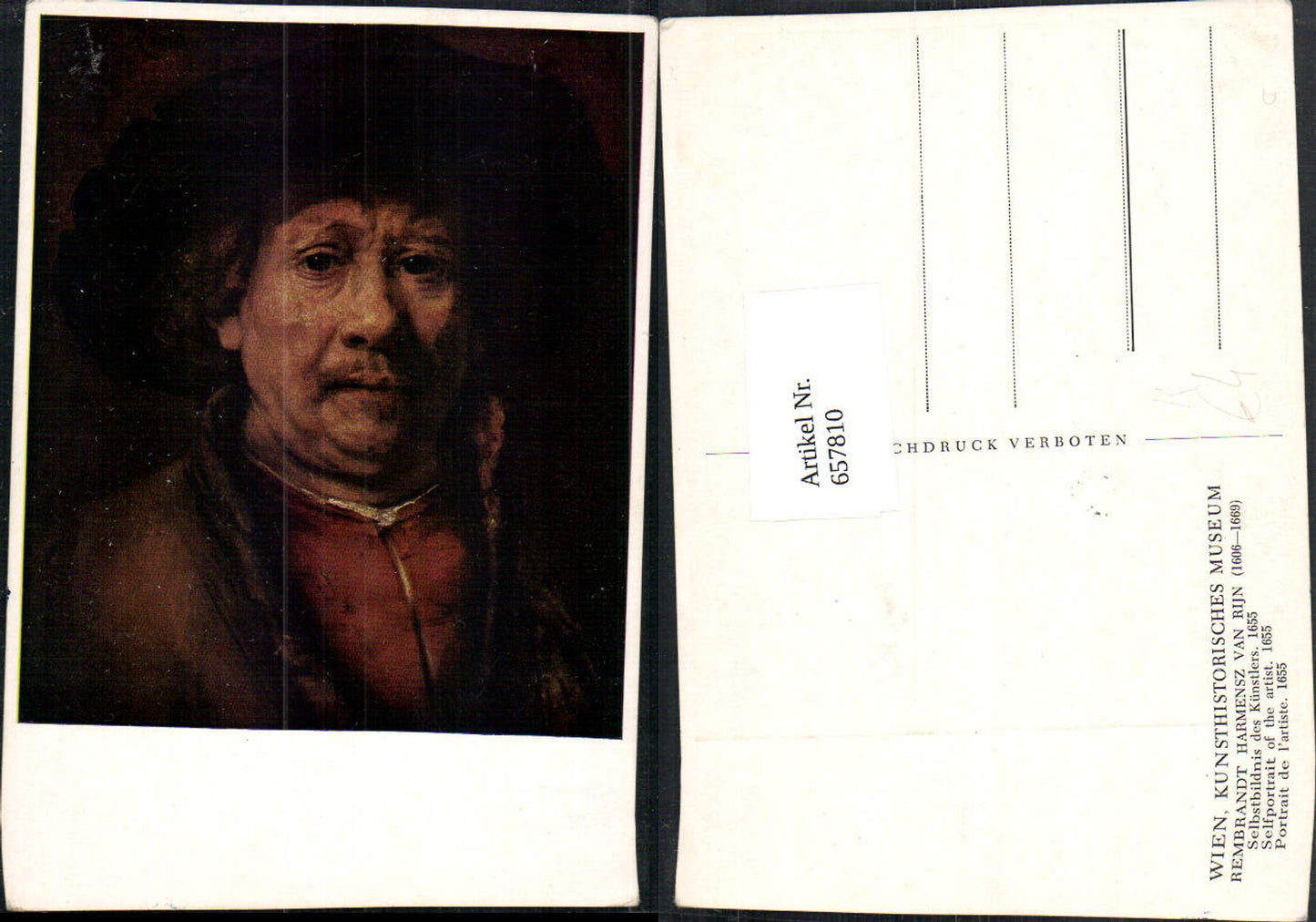 657810,Künstler Ak Rembrandt Harmensz van Rijn Selbstbildnis d. Künstlers