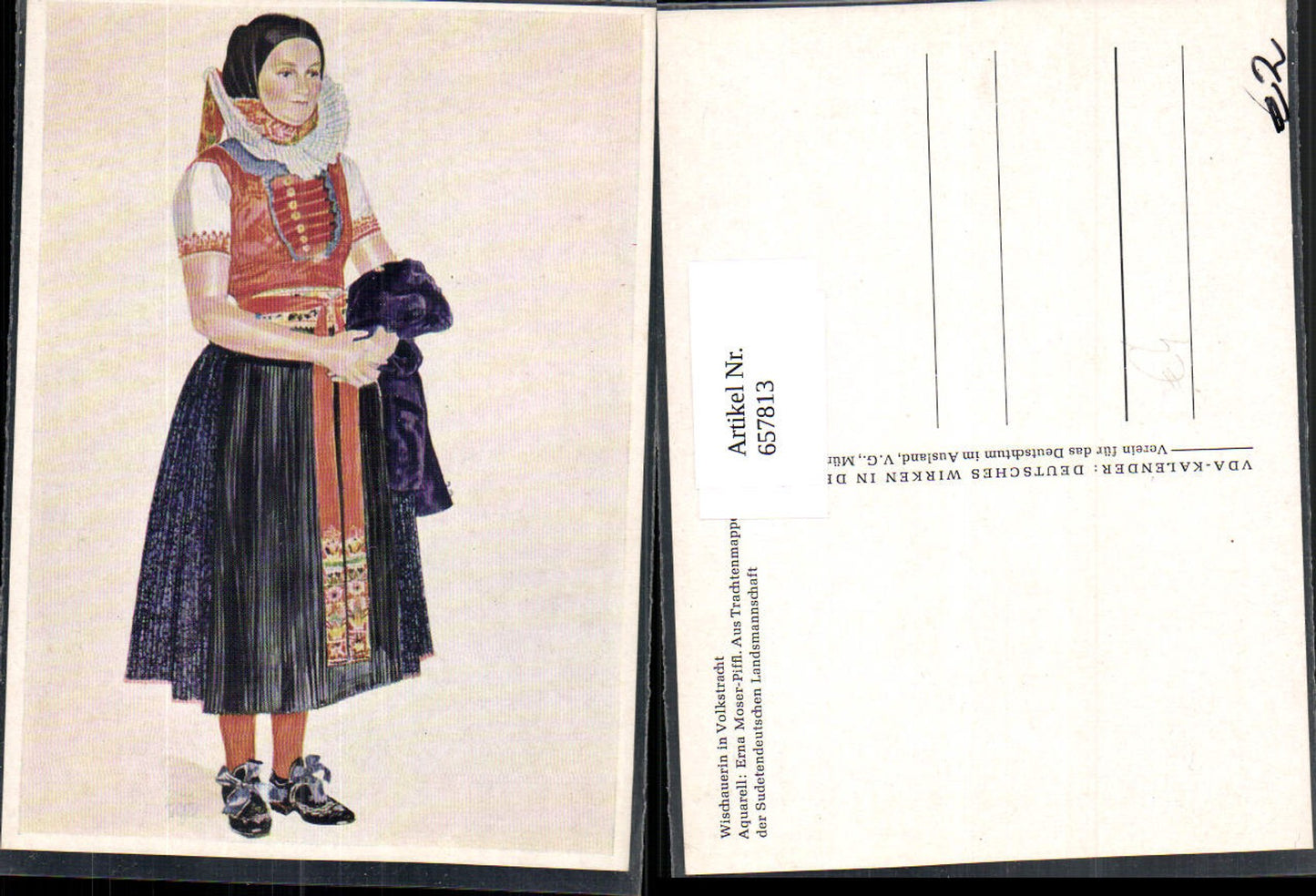 657813,Künstler Ak Erna Moser-Piffl Wischauerin in Volkstracht Tracht