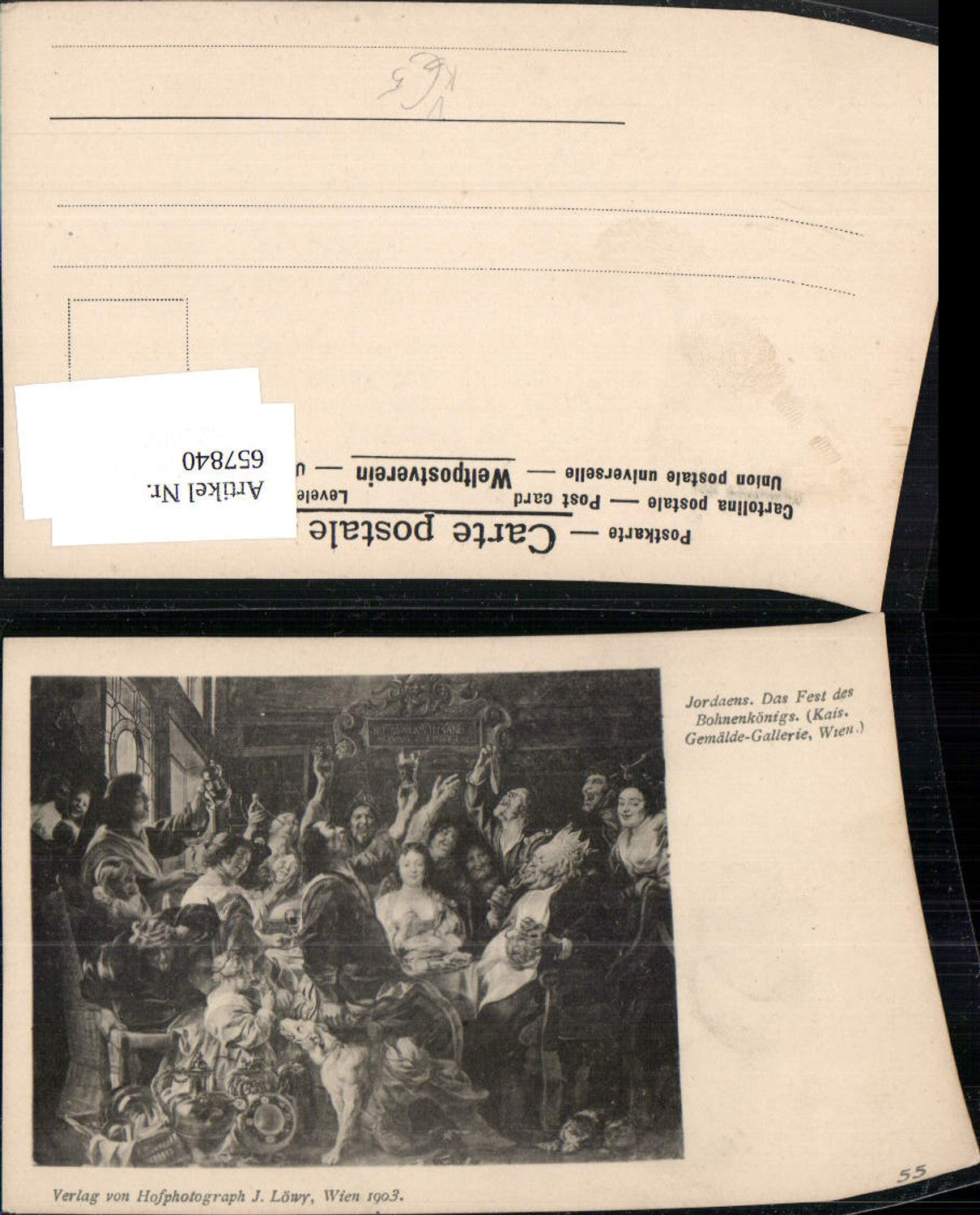 657840,Künstler Ak Jordaens Das Fest des Bohnenkönigs pub J. Löwy 55