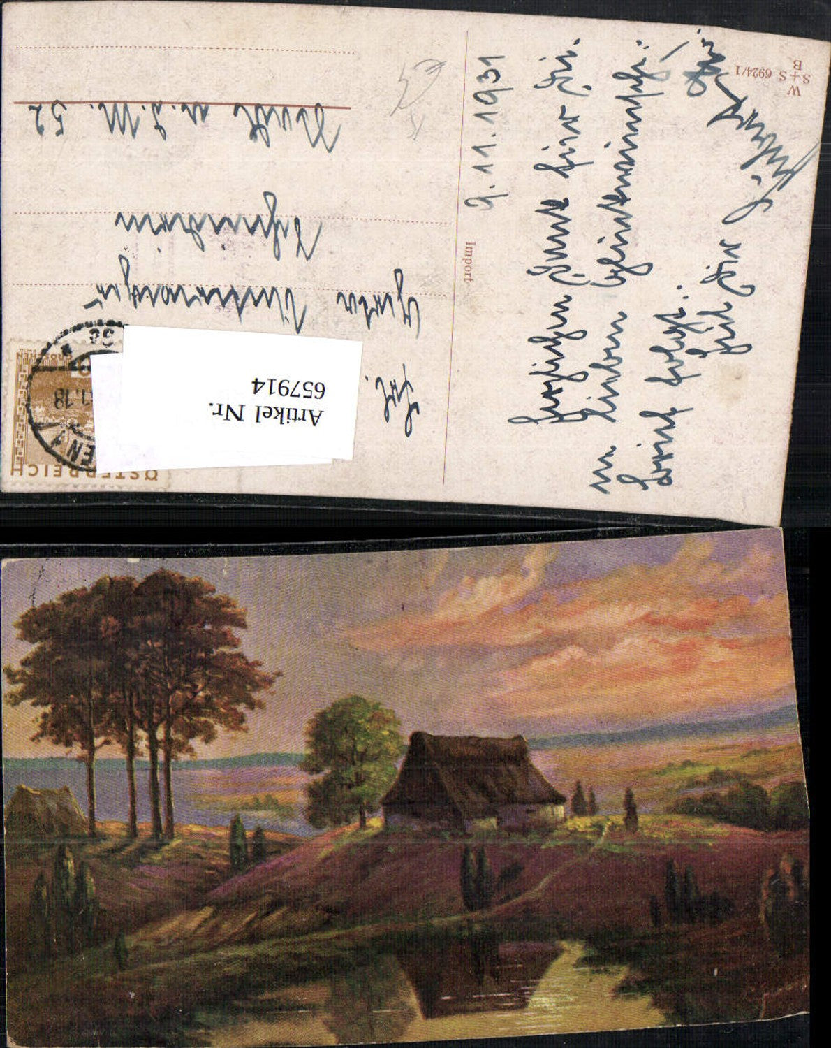 657914,Künstler Ak Haus Landschaft