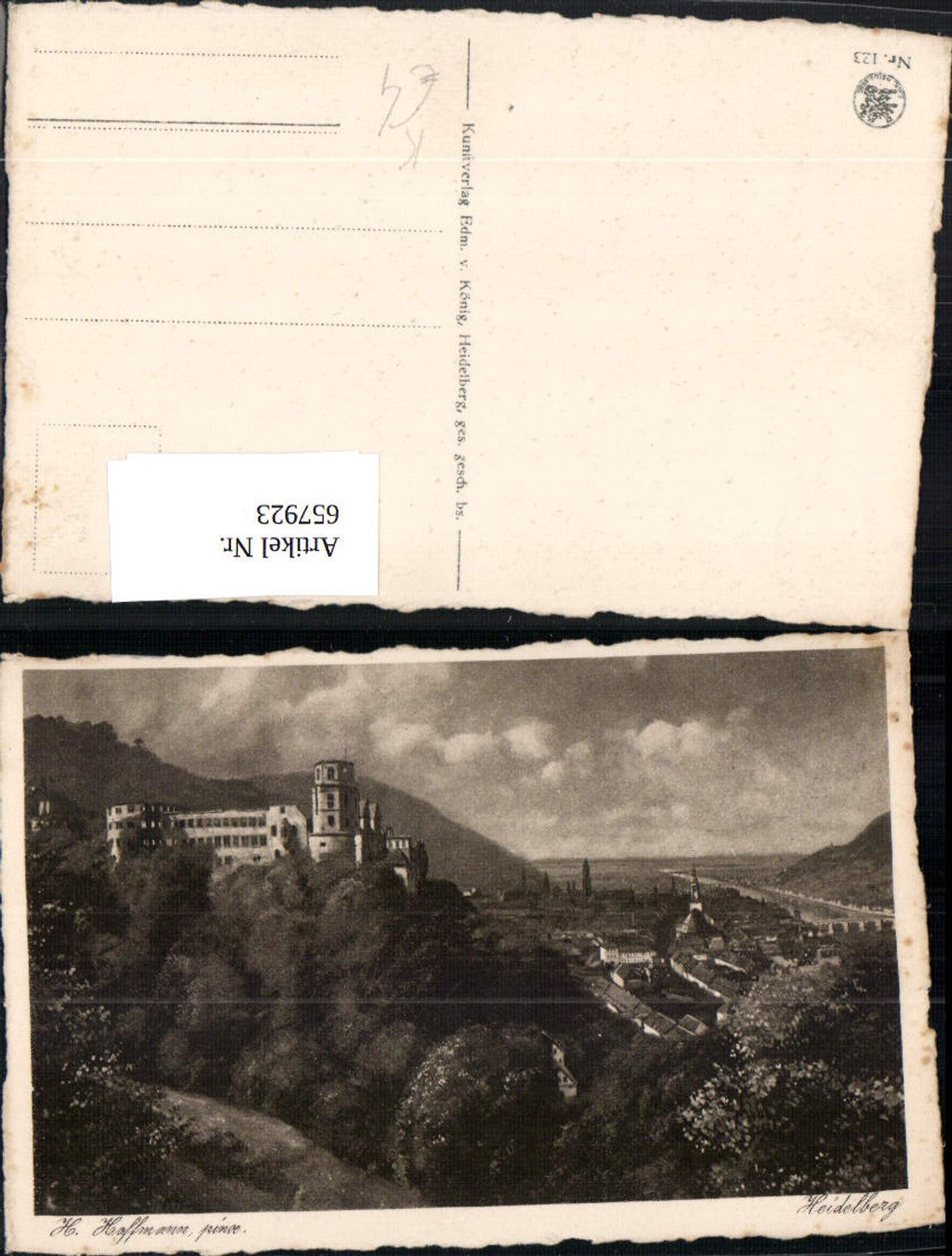 657923,Künstler Ak Heinrich Hoffmann Heidelberg Ansicht mit Schloss