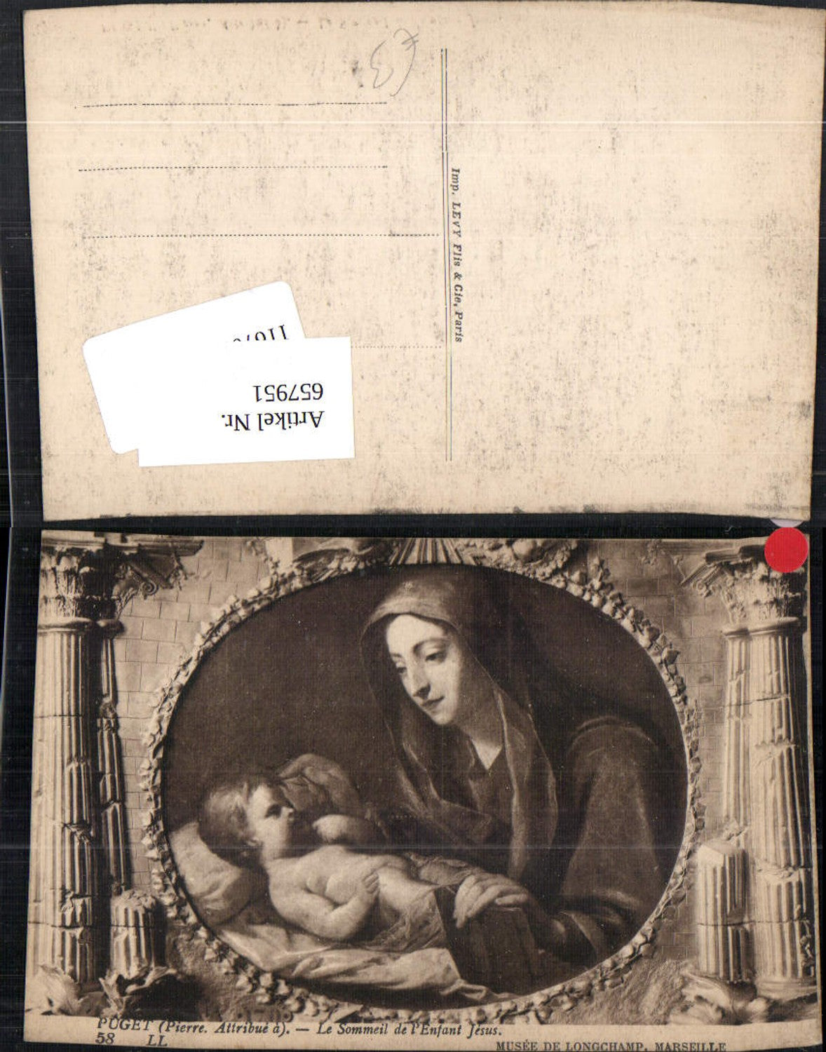657951,Künstler Ak Pierre Puget Le Sommeil de l Enfant Jesus Maria mit Jesuskind