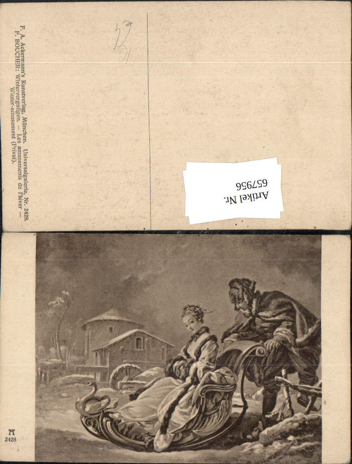 657956,Künstler Ak F. Boucher Wintervergnügen pub F. A. Ackermann 2428