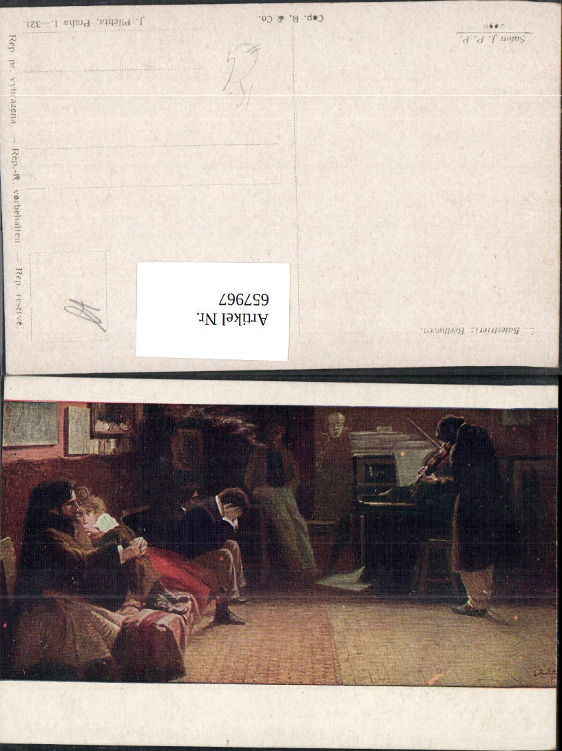 657967,Künstler Ak L. Balestrieri Beethoven Geist Tod Geige