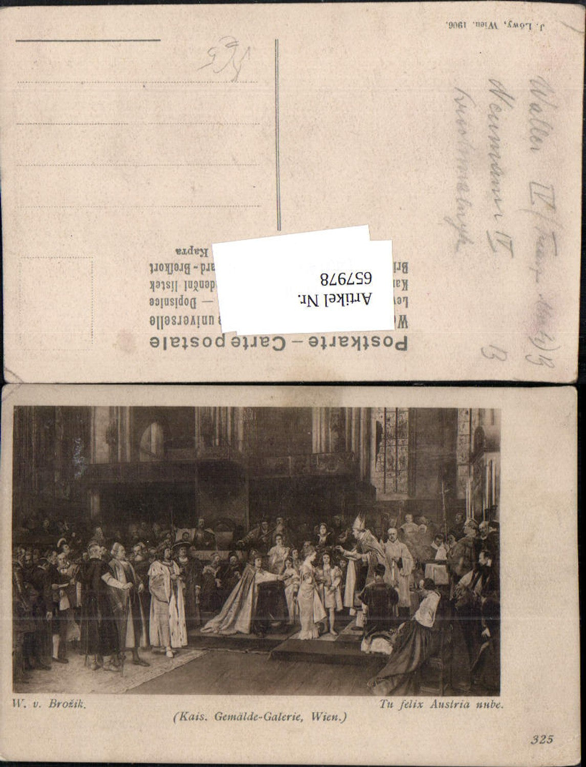 657978,Künstler Ak W. v. Brozik Tu felix Austria nube pub J. Löwy 325