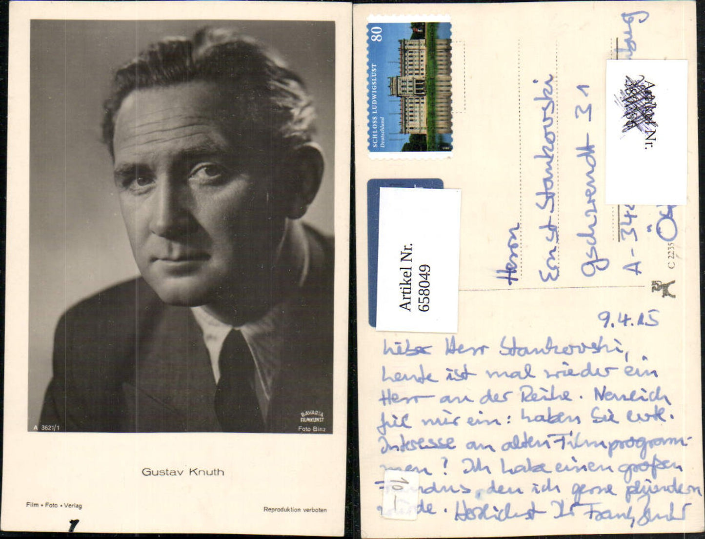 658049,Schauspieler Gustav Knuth pub Film Foto Verlag A 3621/1