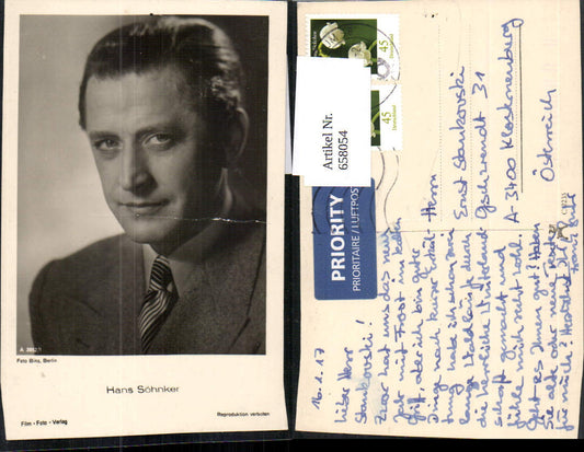 658054,Schauspieler Hans Söhnker pub Film Foto Verlag A 3952/1