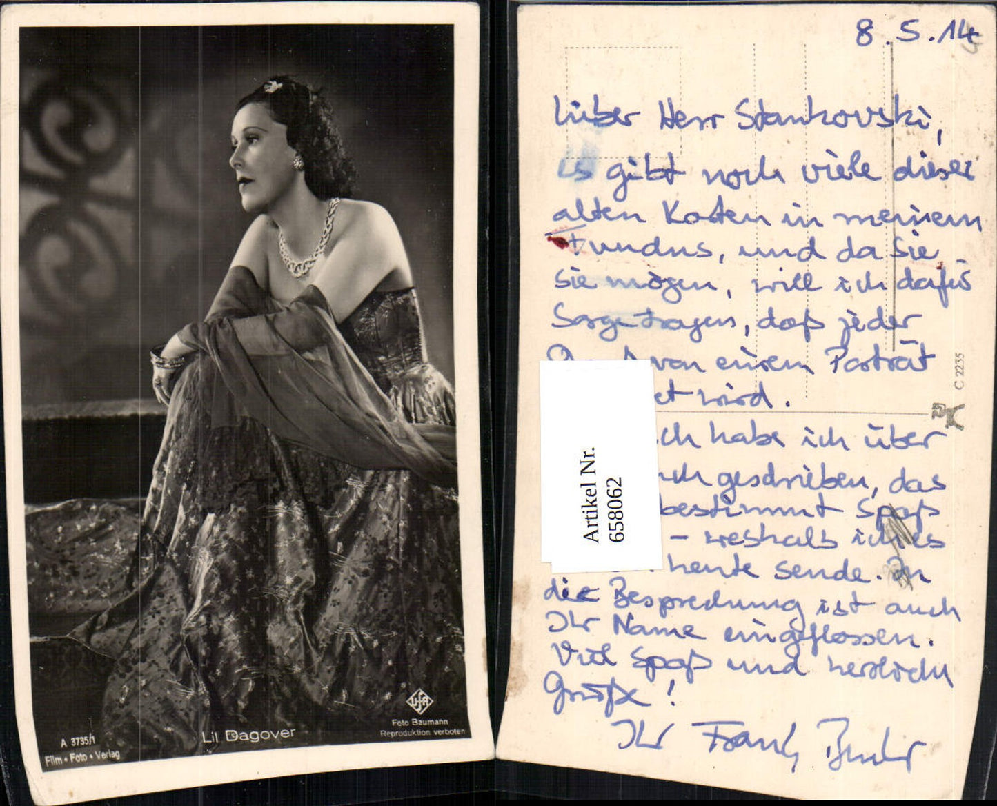 658062,Schauspielerin Lil Dagover pub Film Foto Verlag A 3735/1