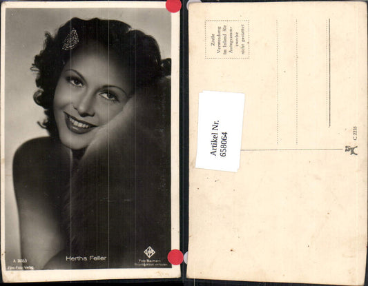 658064,Schauspielerin Hertha Feller pub Film Foto Verlag A 3835/1
