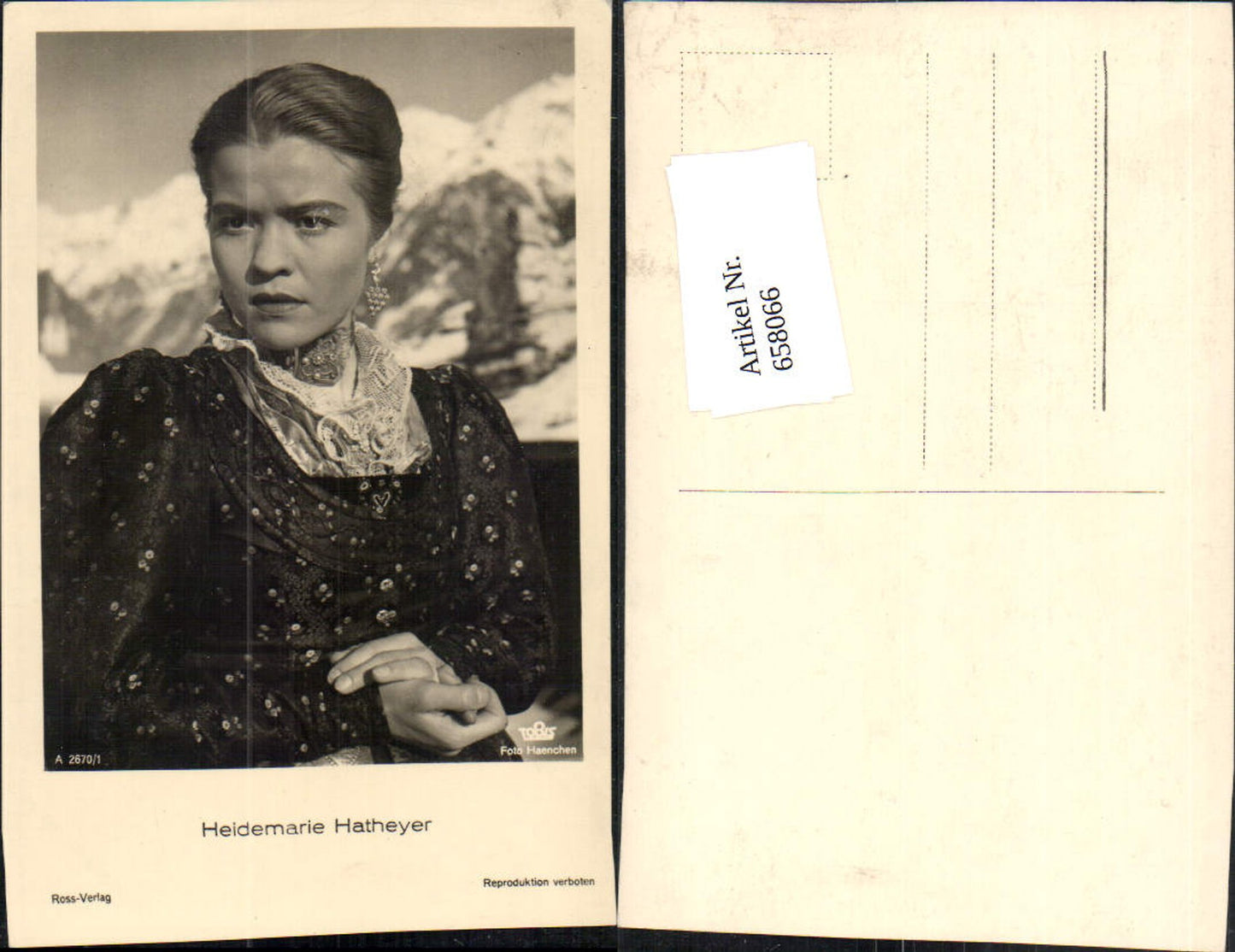 658066,Schauspielerin Heidemarie Hatheyer pub Ross A 2670/1