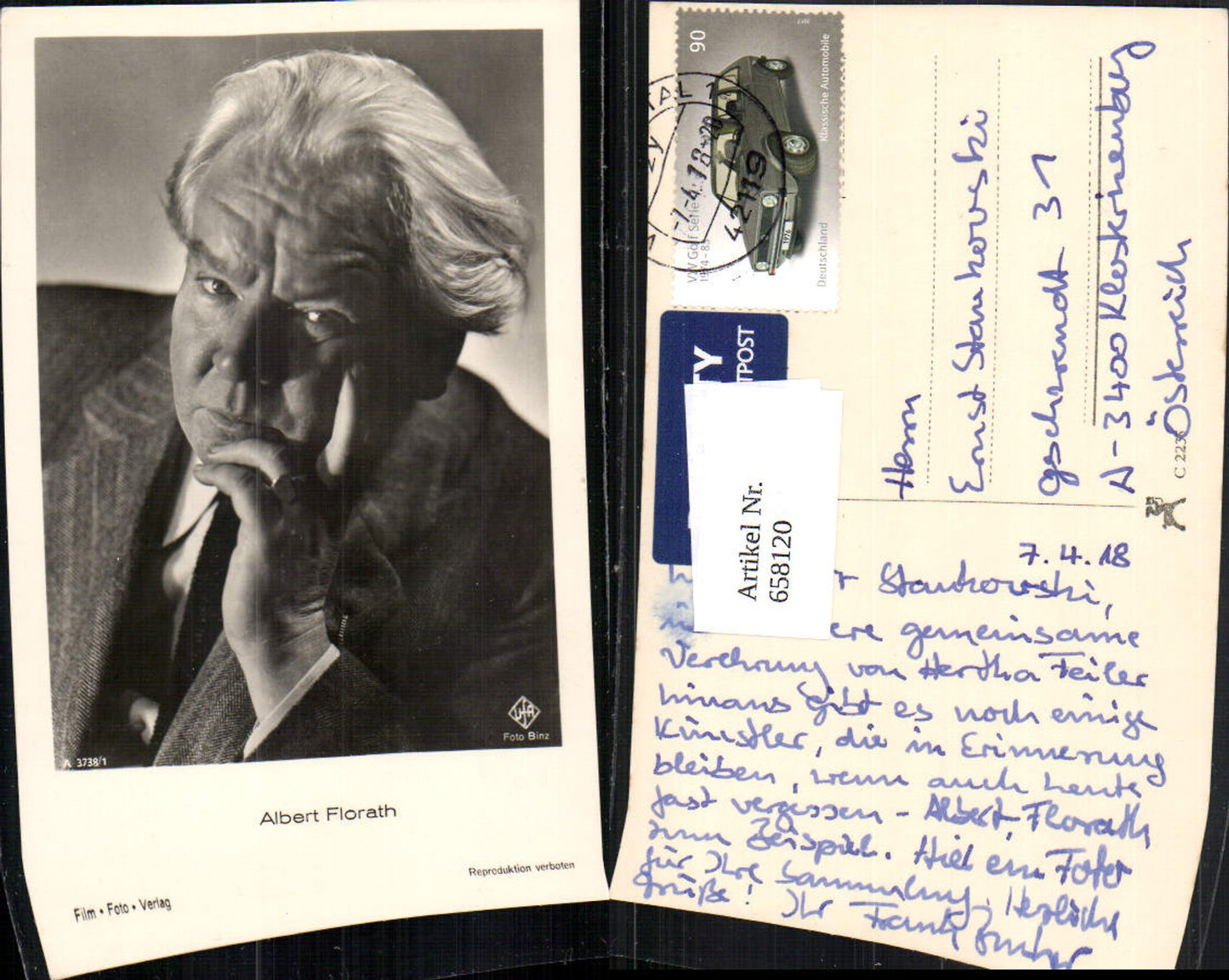 658120,Schauspieler Albert Florath pub Film Foto Verlag A 3738/1