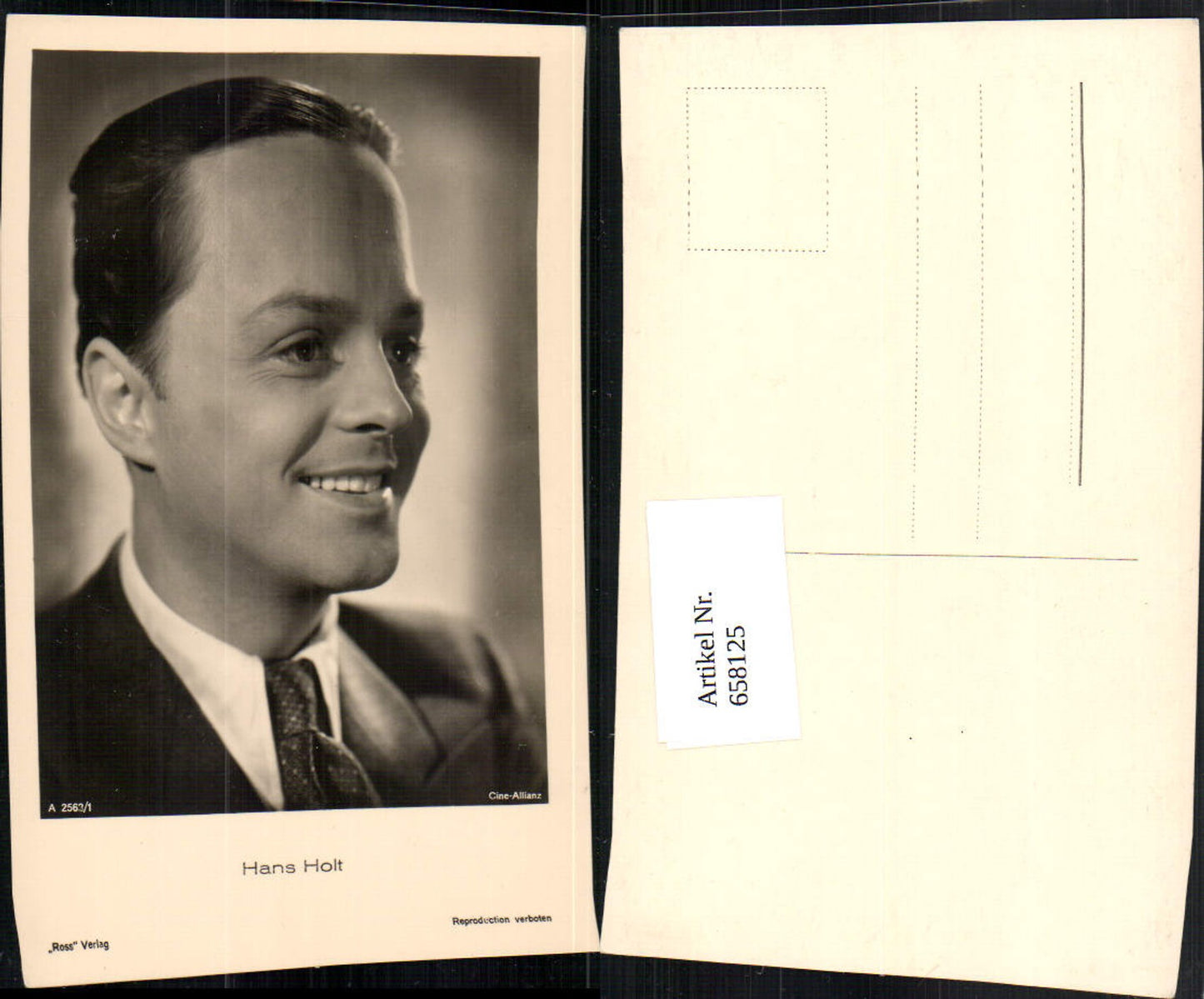 658125,Schauspieler Hans Holt pub Ross A 2563/1