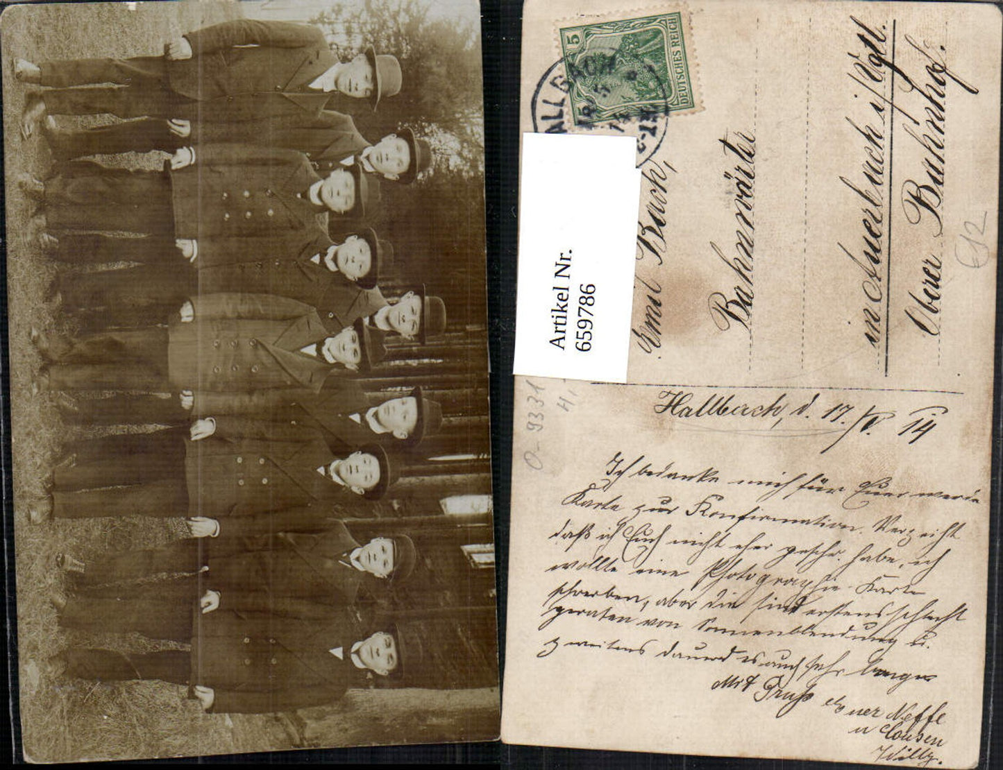 659786,Foto-AK Hallbach bei Olbernhau Jungen Anzug Konfirmation  1914