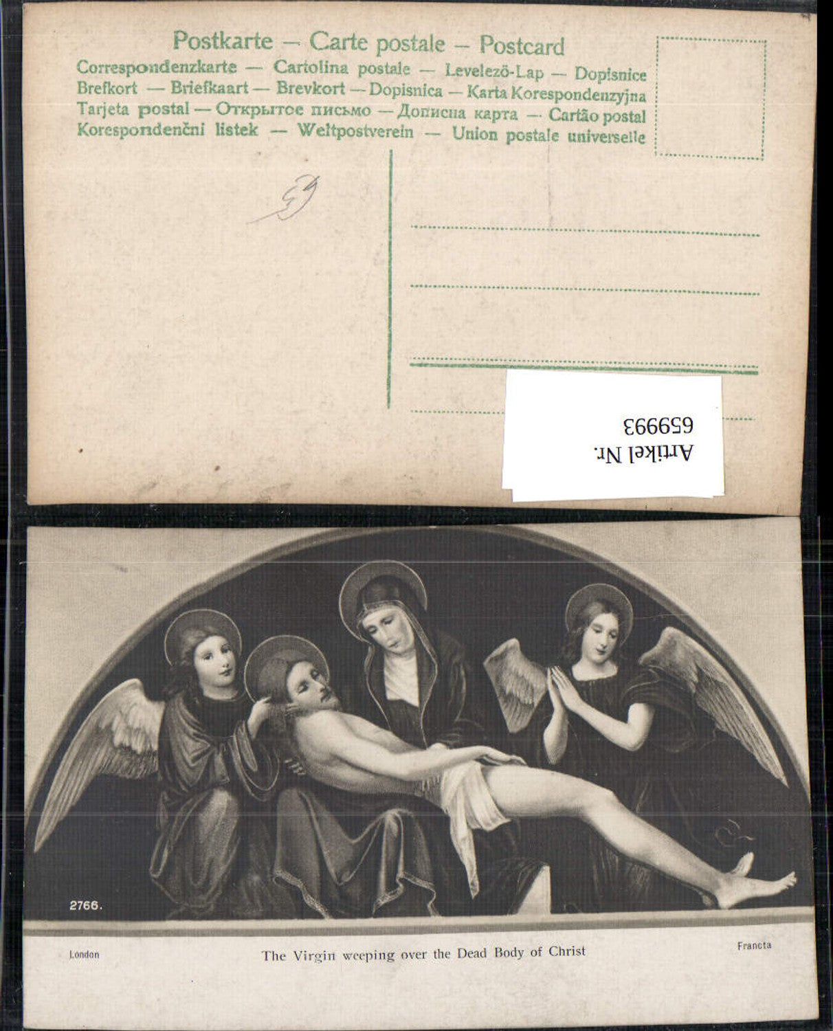 659993,Künstler Ak Franota The Virgin weeping over the Dead Body of Christ Engel Religion