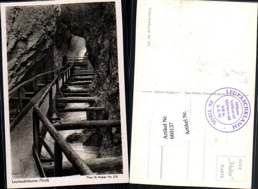 660137,Foto Ak Mittenwald Leutaschklamm pub H. Huber 215