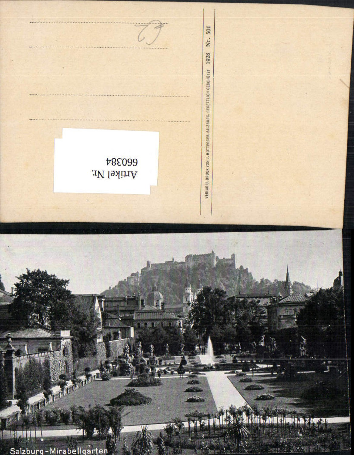 660384,Salzburg Mirabellgarten mit Blick auf Festung