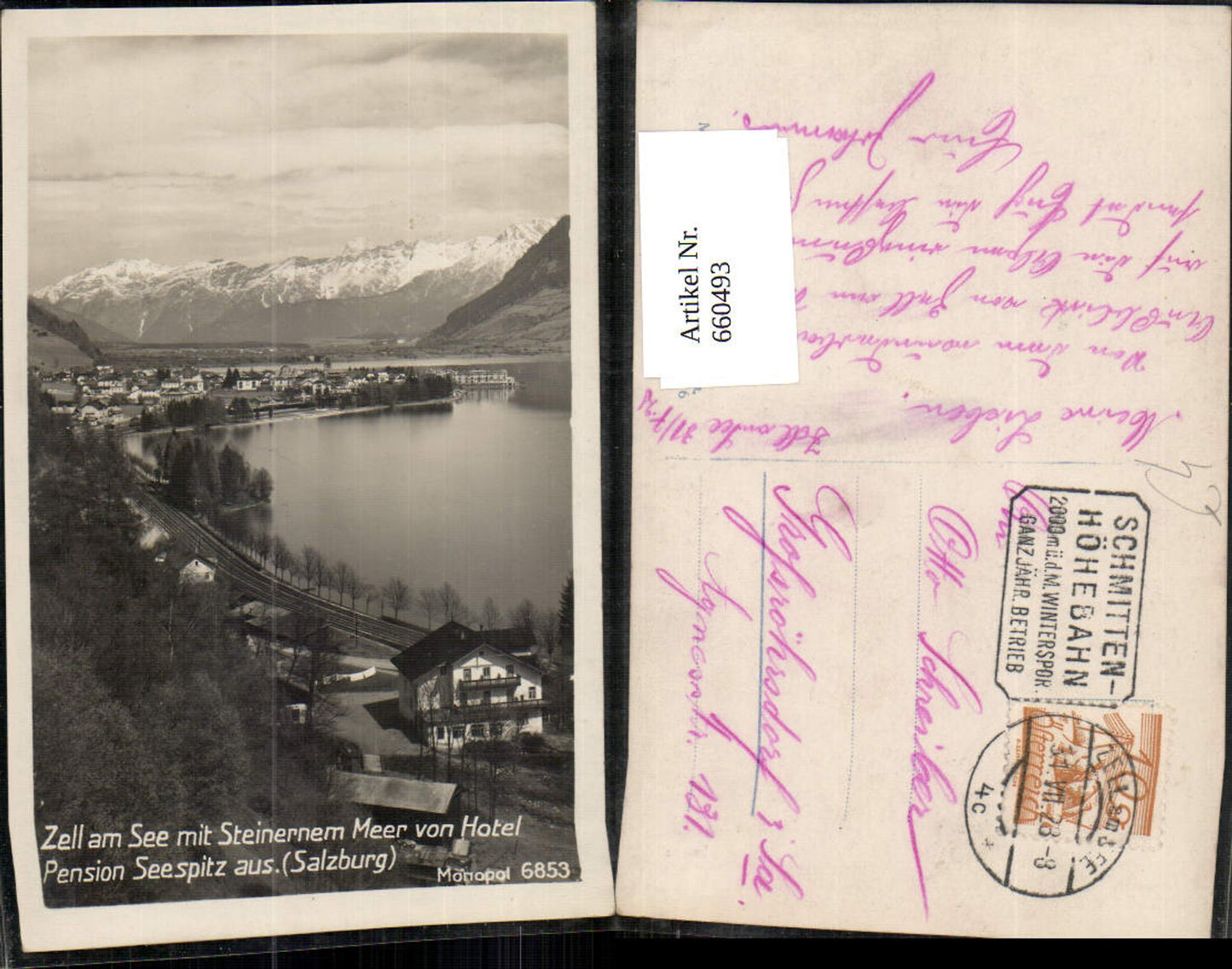 660493,Zell am See mit Steinernem Meer v. Hotel Pension Seespitz aus