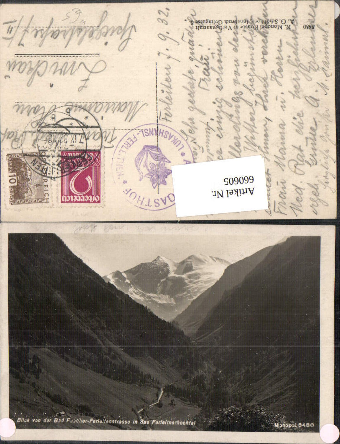 660605,Foto Ak Blick v. d. Bad Fuscher Ferleitenstrasse Fusch an der Großglocknerstraße