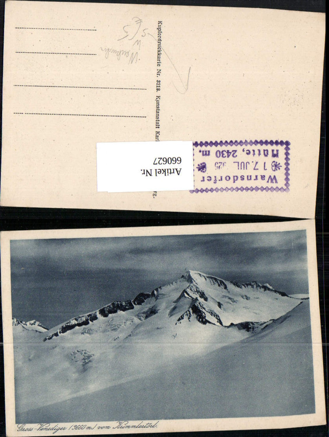 660627,Großvenediger v. Krimmlertörl Krimml Stempel Warnsdorfer Hütte