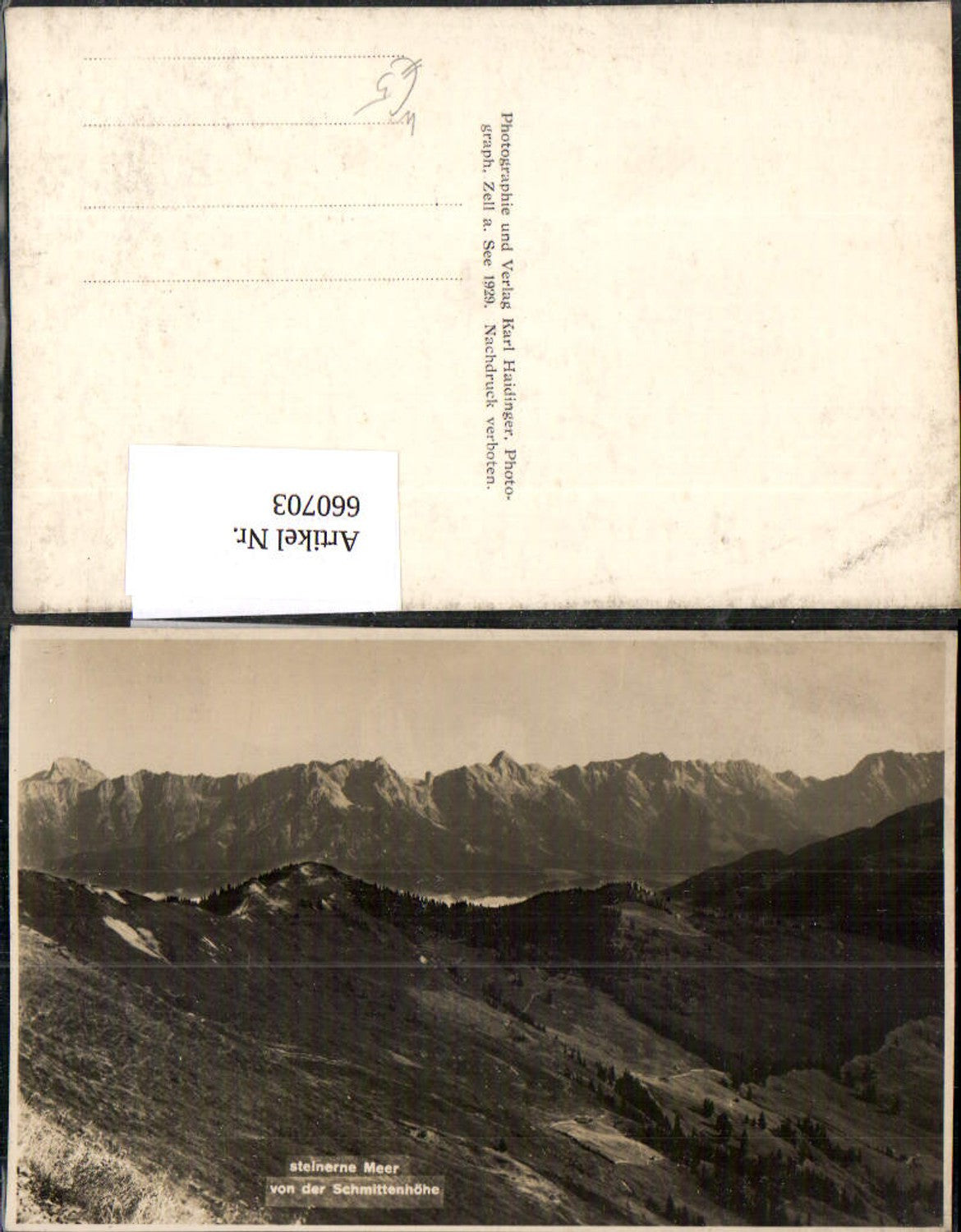 660703,Foto Ak Steinerne Meer v. d. Schmittenhöhe Zell a. See