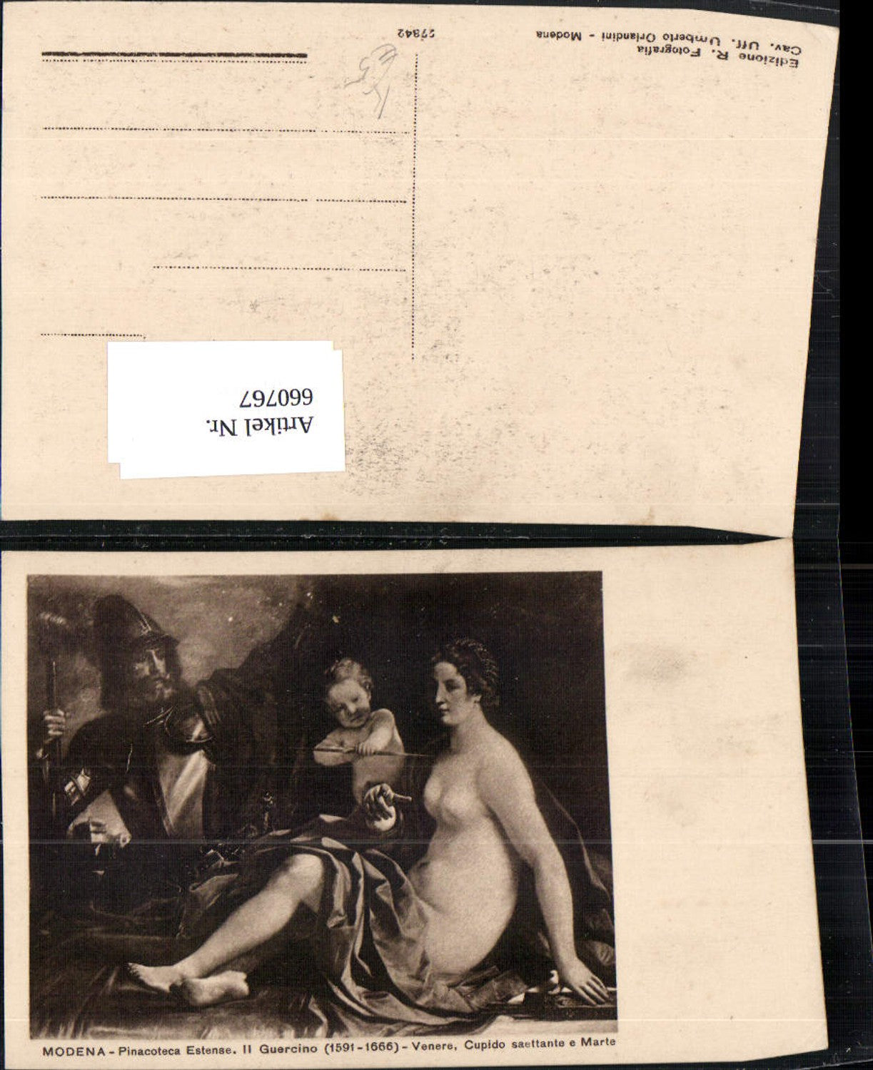 660767,Künstler Ak Il Guercino Venere Cupido saettante e Marte Akt