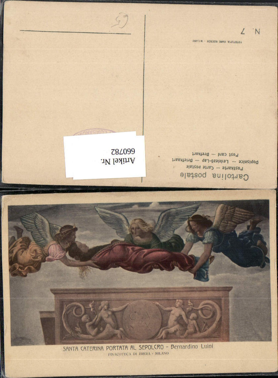 660782,Künstler Ak Bernardino Luini Santa Caterina Portata al Sepolcro Engel Religion