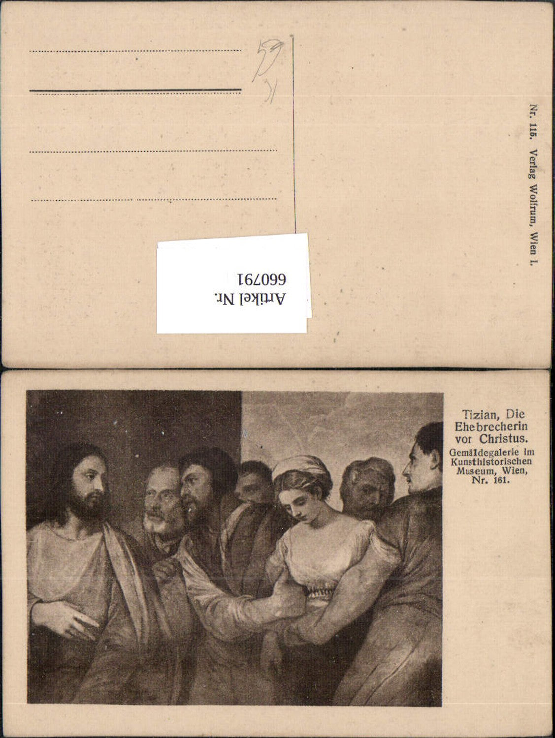 660791,Künstler Ak Tizian Die Ehebrecherin vor Christus