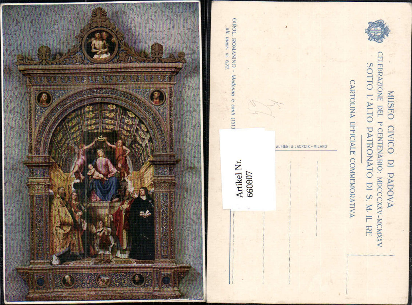 660807,Künstler Ak Girol. Romanino Madonna e santi Altar Religion