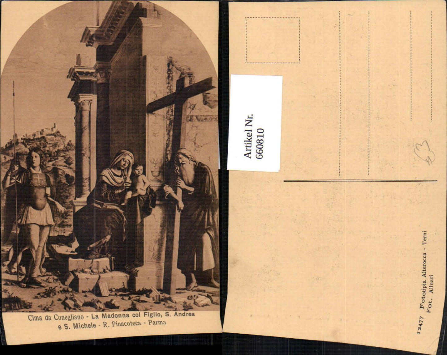 660810,Künstler Ak La Madonna col Figlio S. Andrea e S. Michele Cima da Congliano