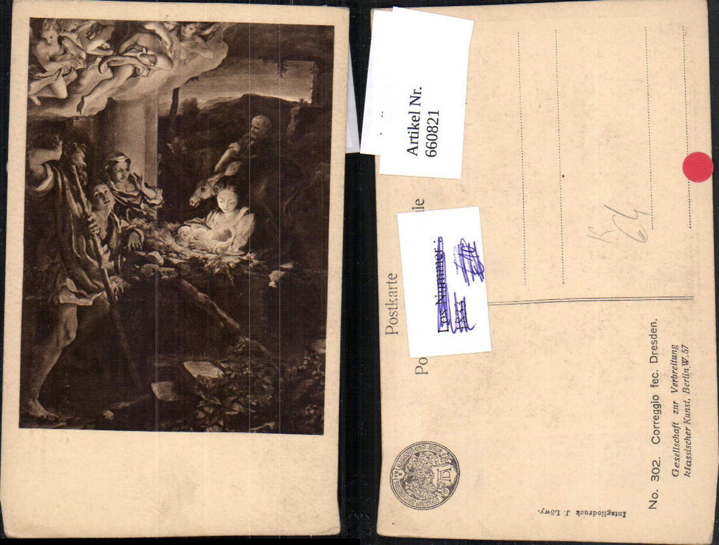 660821,Künstler Ak Correggio fec Dresden Jesuskind Religion