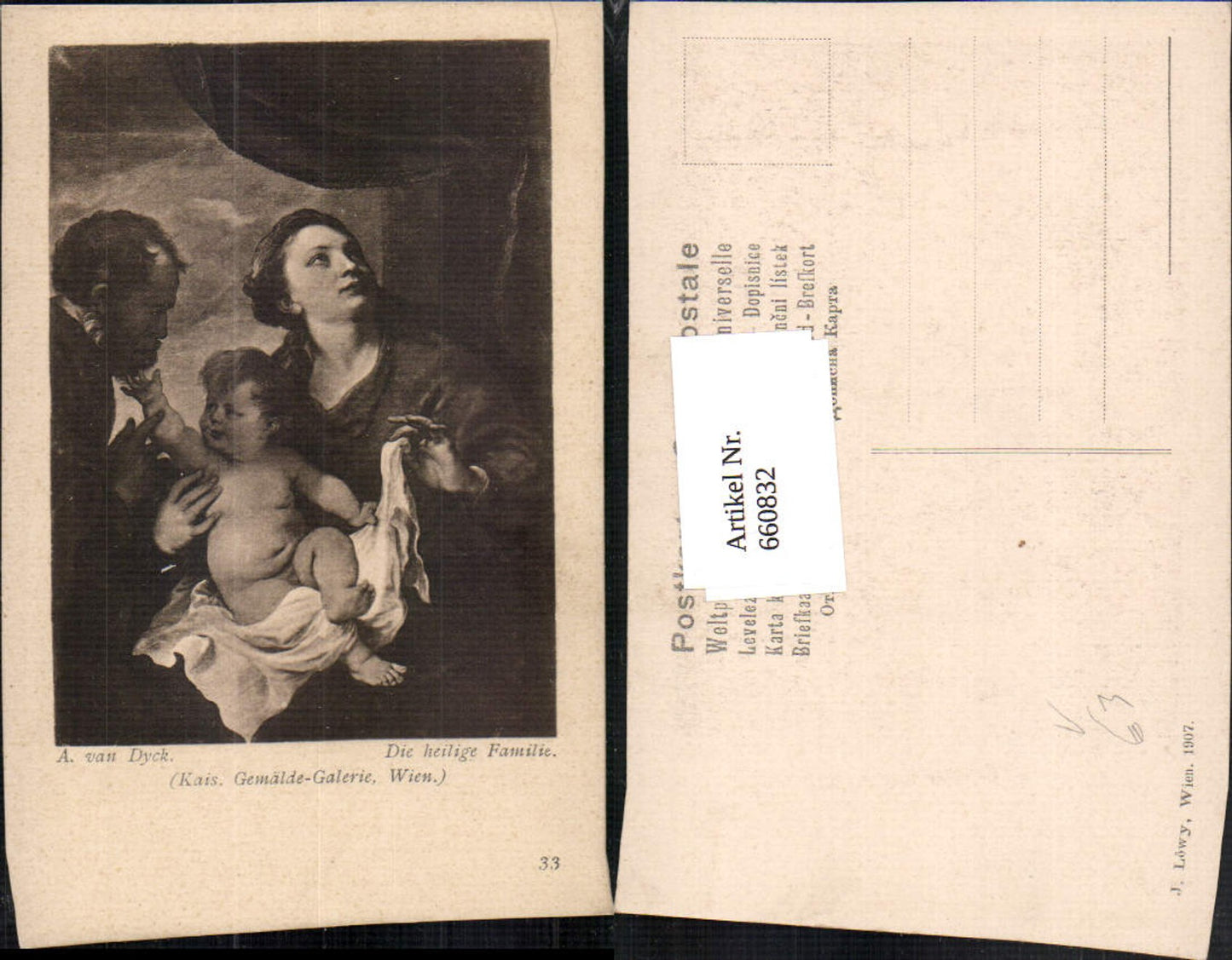 660832,Künstler Ak A. van Dyck Die heiligen Familie pub J. Löwy 33