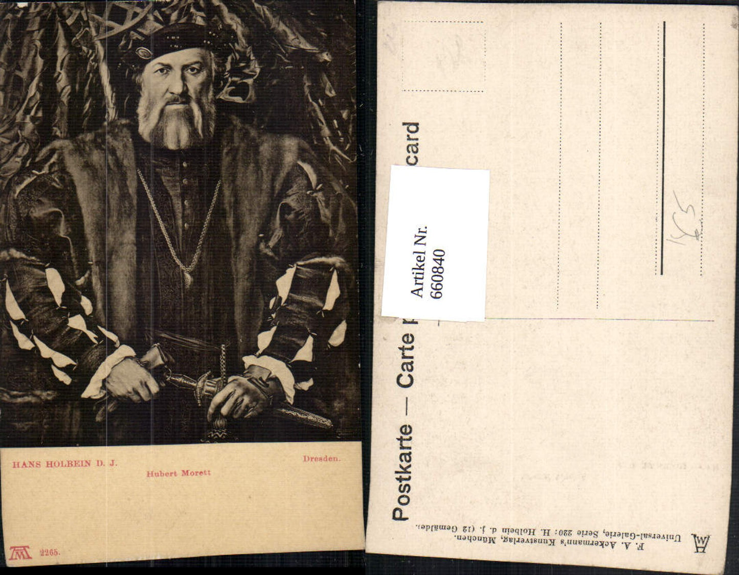 660840,Künstler Ak Hans Holbein d. Jüngere Hubert Morett Portrait