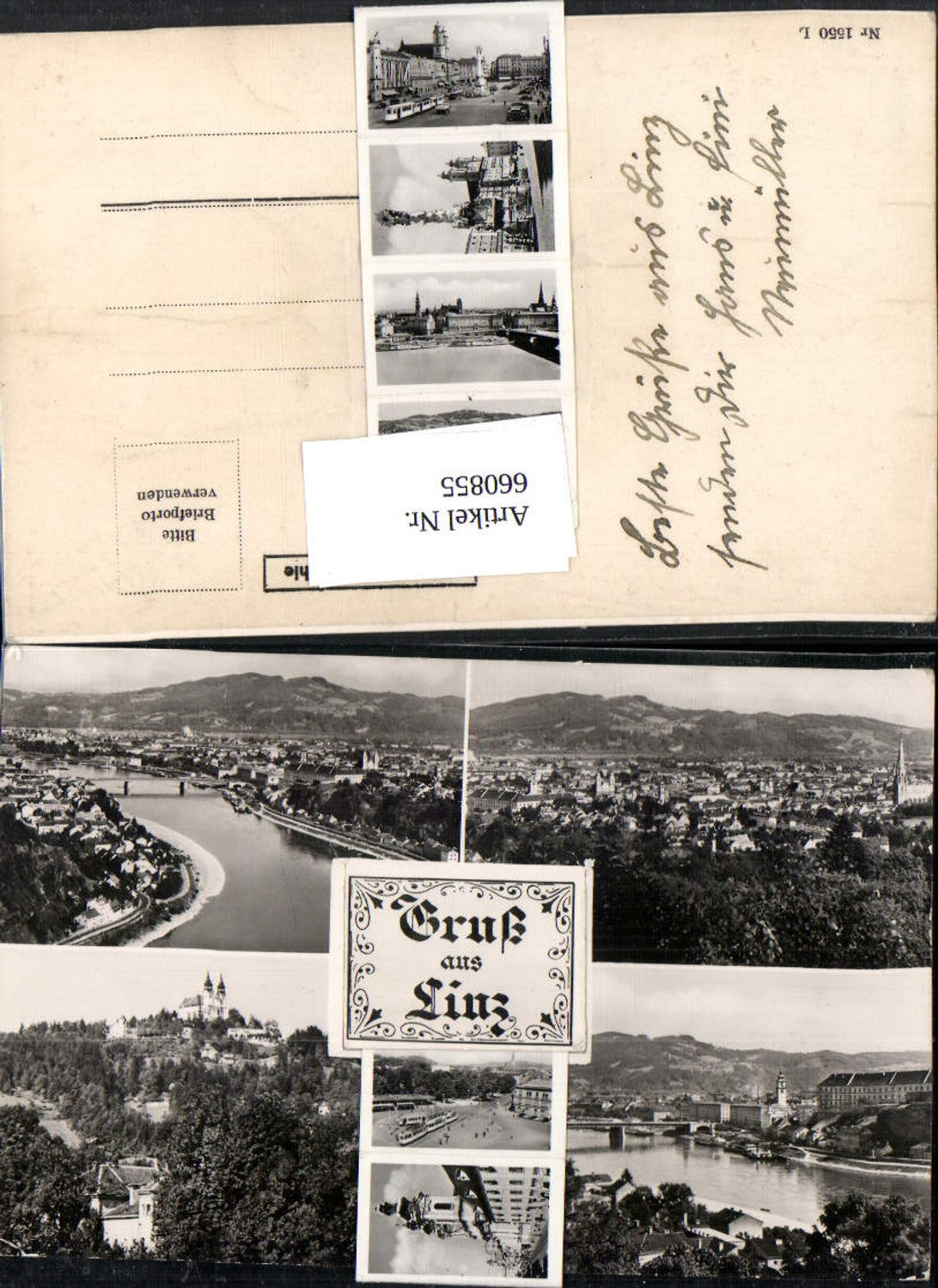 660855,Leporello Linz a. d. Donau 7 Bilder Schiff Brücke Bahnhof Hauptplatz