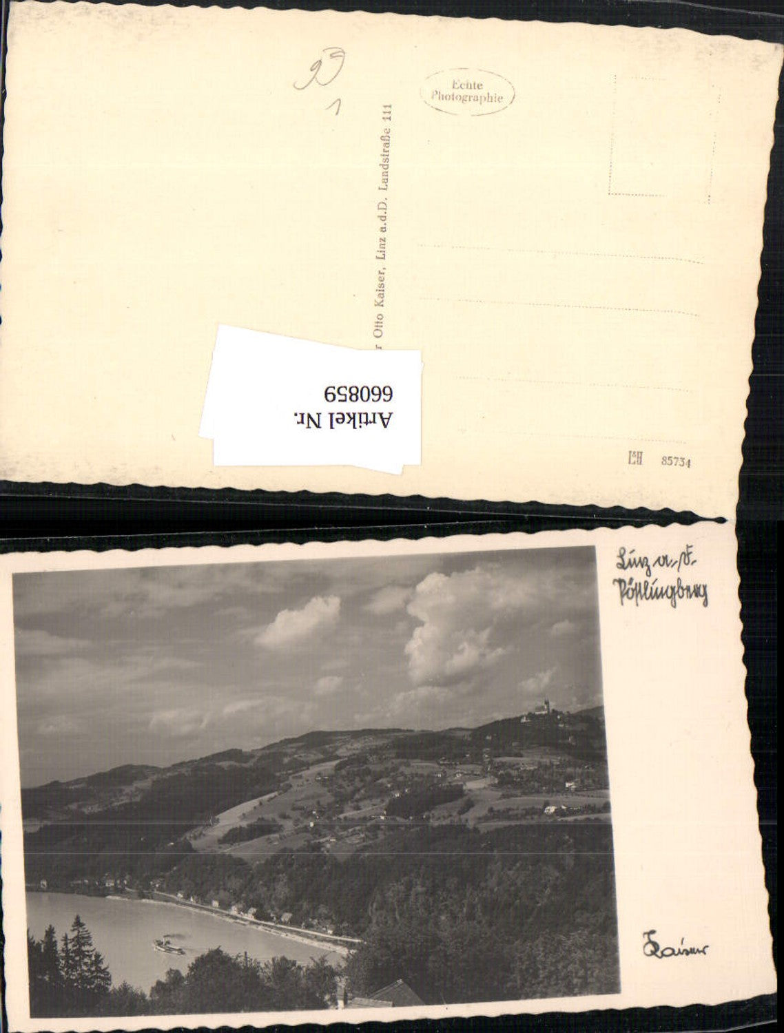 660859,Foto Ak Linz a. d. Donau Blick auf Pöstlingberg Schiff Dampfer pub Otto Kaiser