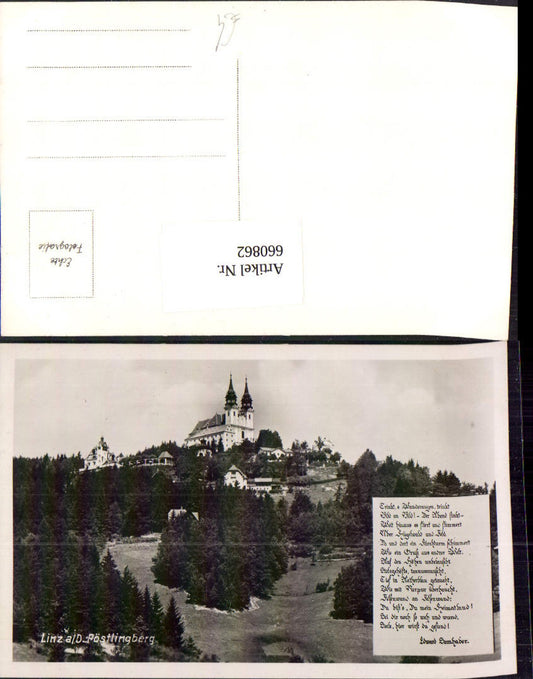 660862,Foto Ak Linz a. d. Donau Pöstlingberg Spruch Text