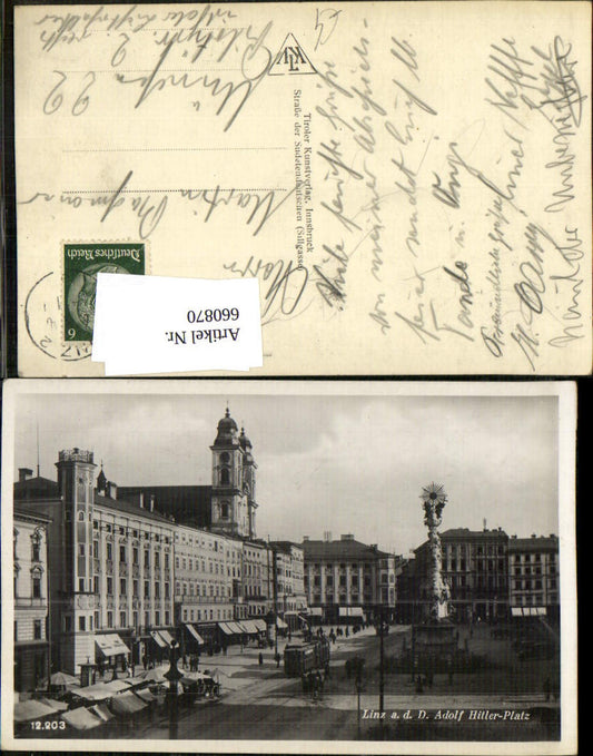660870,Foto Ak Linz a. d. Donau Hauptplatz Straßenbahn