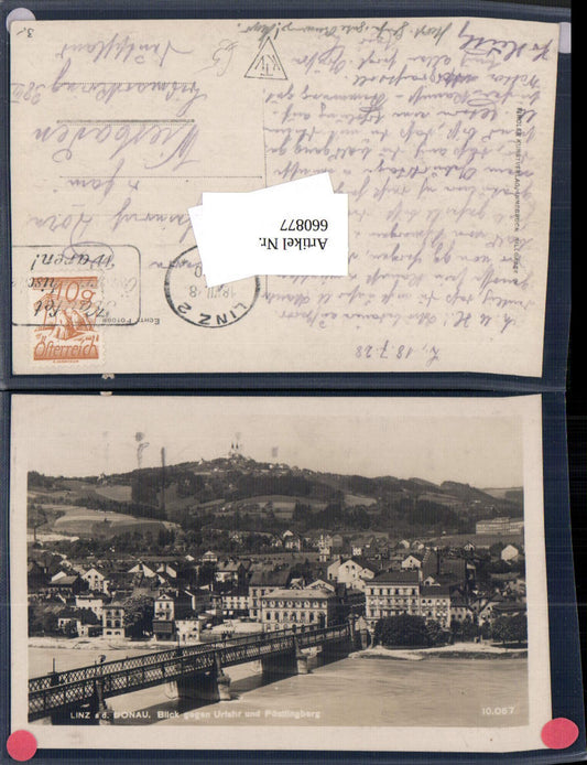 660877,Linz a. d. Donau Blick geg. Urfahr u. Pöstlingberg