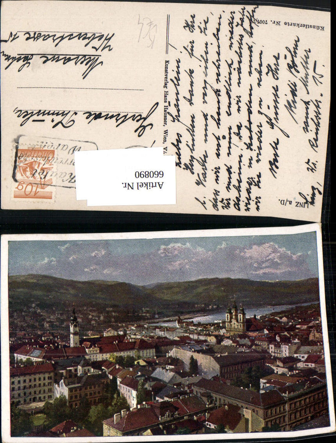 660890,Künstler Ak Linz a. d. Donau Ansicht pub Hans Hausner 7007/17