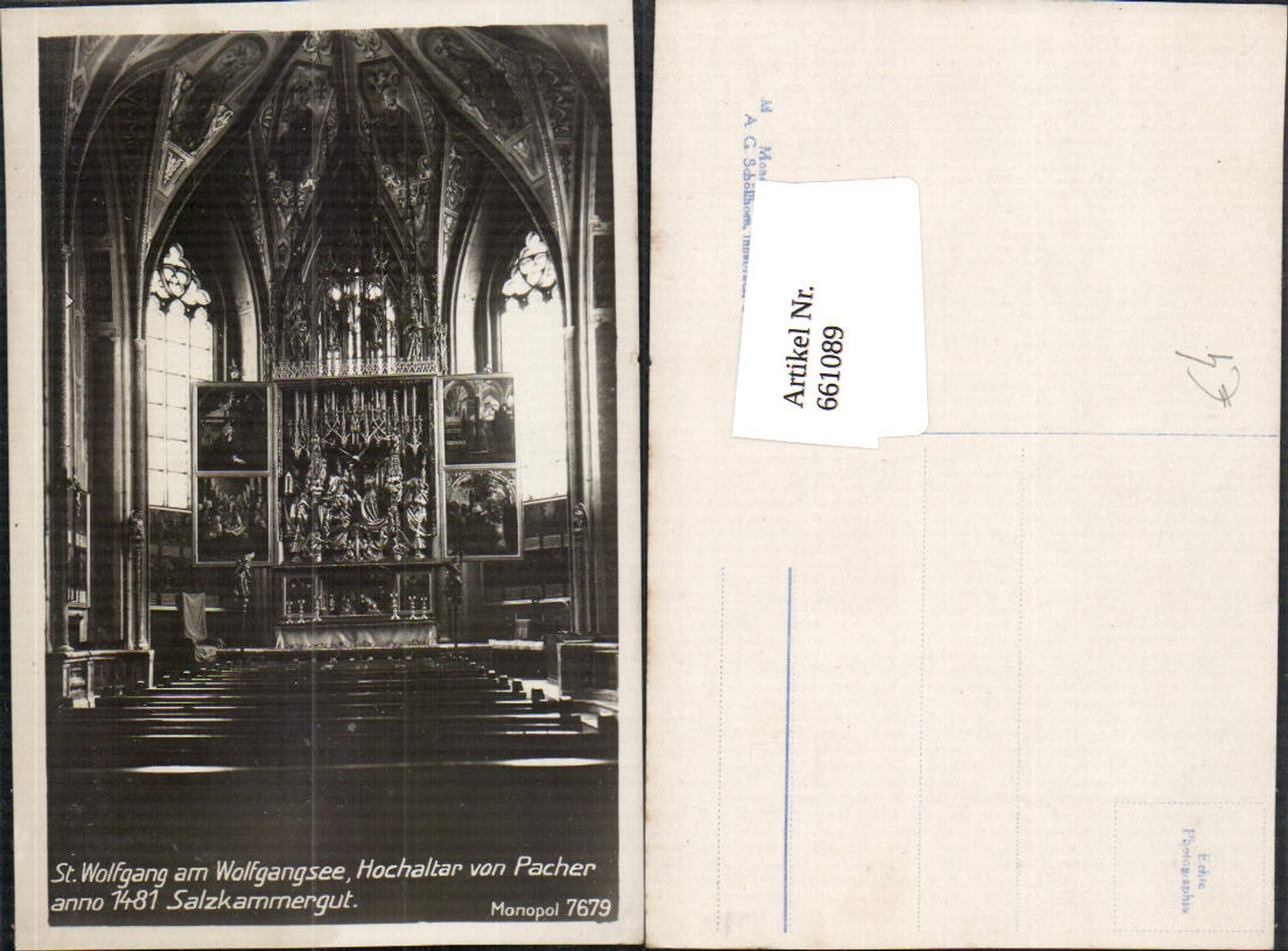 661089,Foto Ak St. Wolfgang im Salzkammergut Hochaltar v. Pacher Kirche