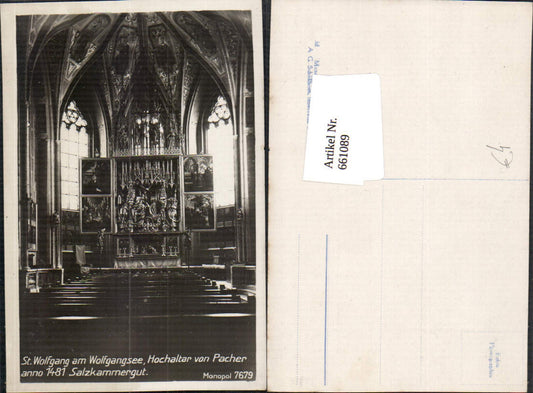 661089,Foto Ak St. Wolfgang im Salzkammergut Hochaltar v. Pacher Kirche