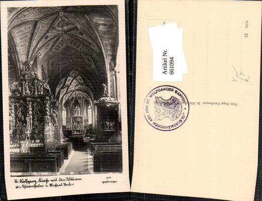 661094,Foto Ak St. Wolfgang im Salzkammergut Kirche mit den Altären pub Gastberger 11a