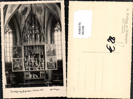 661100,Foto Ak St. Wolfgang im Salzkammergut Hochaltar v. Pacher pub Gastberger