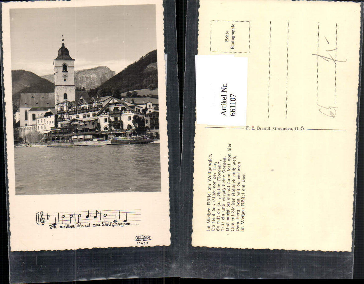 661107,Foto Ak St. Wolfgang im Salzkammergut Weissen Rössl pub Brandt 11457